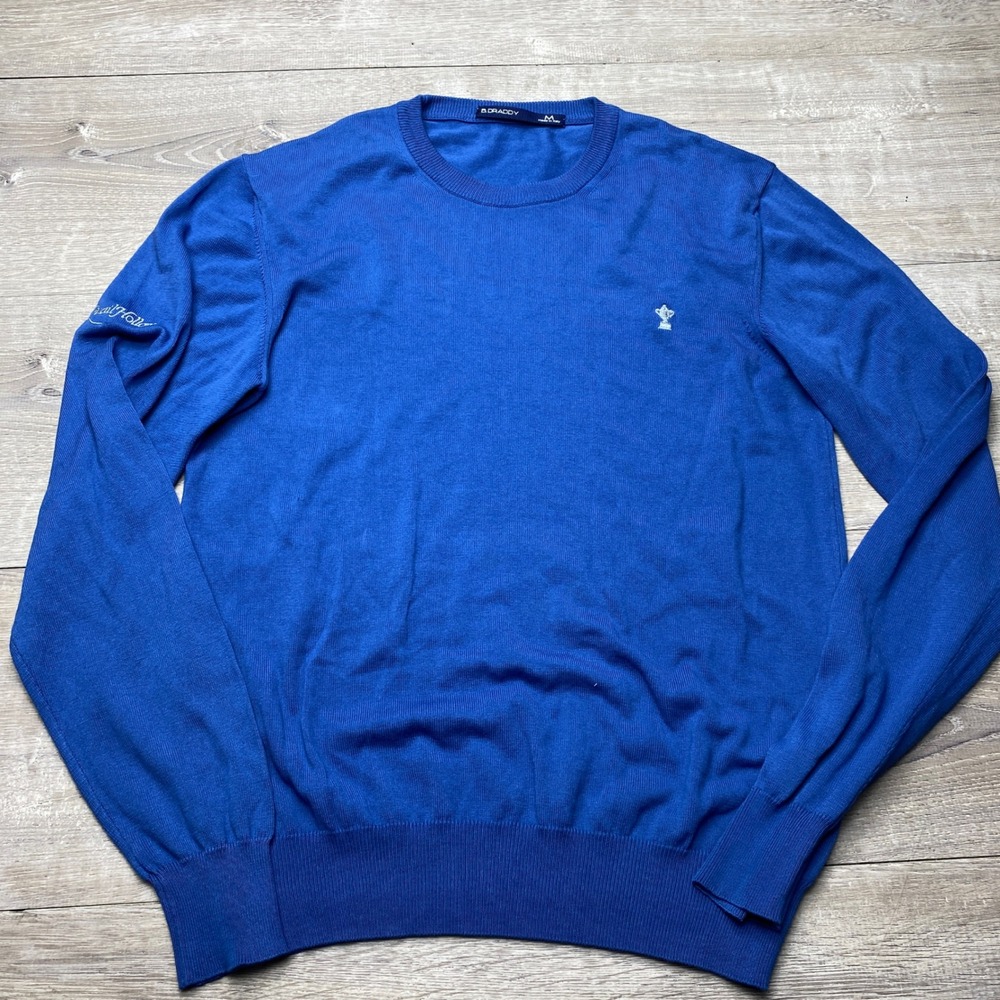 B. Draddy Sweater Mens M‎ Blue Cotton Quail Hollow Golf Crewneck Made in Italy